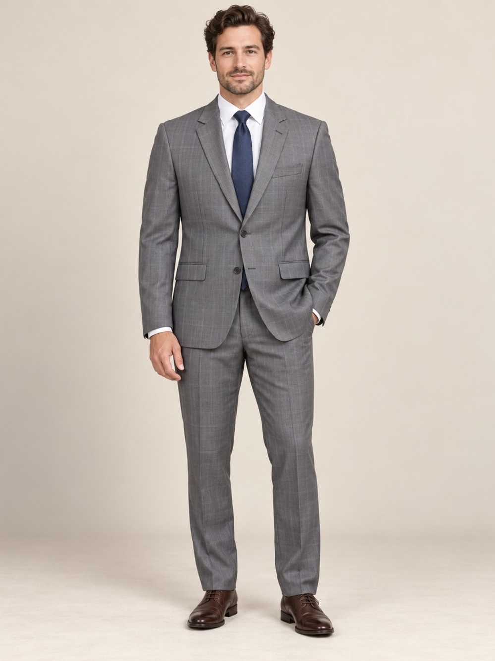 Eletto Luxury Grey Pinstripe Super 150’s Two-Piece Men’s Suit EU 48/ US 38